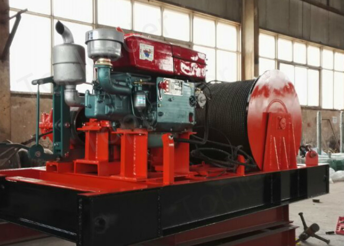 80KN Base Mounted Diesel Powered Winch For Marine,Construction 10 MT 25 Ton Industrial Winch
